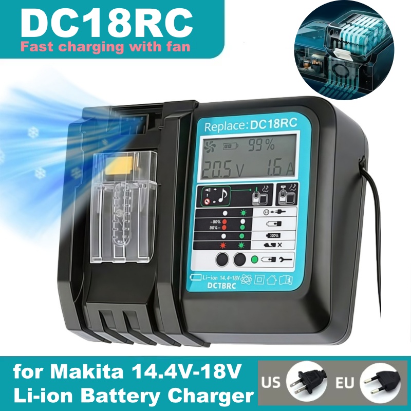 Makita Drill Hp1640 - DC18RC ชาร์จเร็วพร้อมพัดลมแบตเตอรี่ Li-Ion 3A สำหรับ Makita