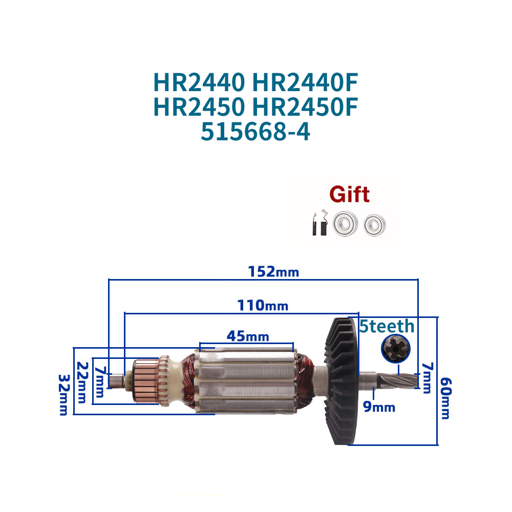 Makita Drill Hp1640 - อะไหล่โรเตอร์มอเตอร์สว่านกระแทก Makita HR2440 HR2440F HR2450 HR2450F